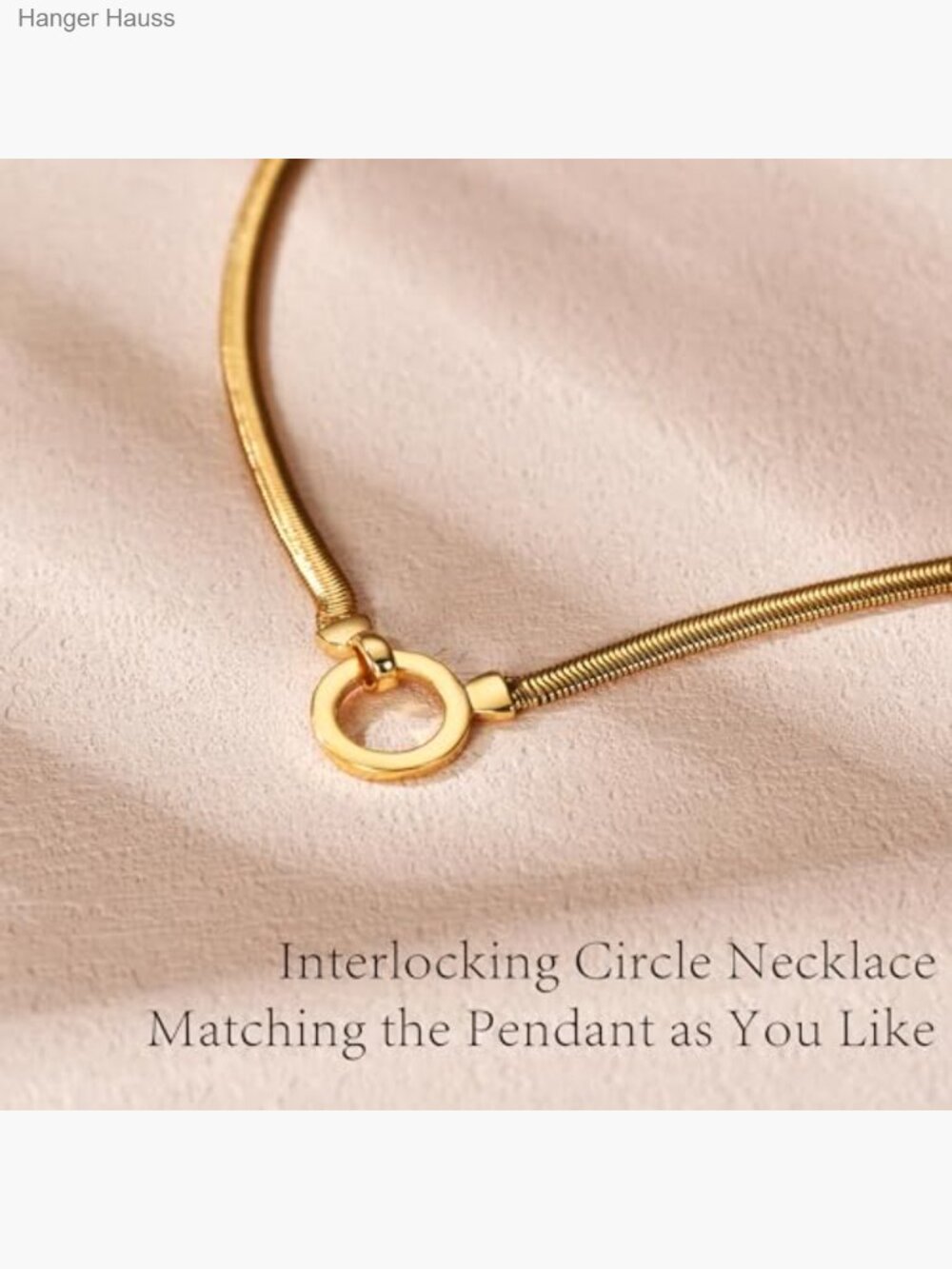 14k Gold Plated Interlocking Circle Heart Necklace for Women - Picture 2 of 7